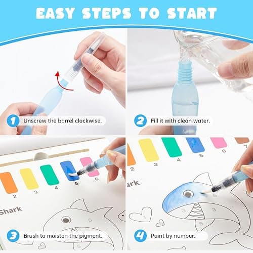 Shuttle Art Paint with Water Coloring Book for Kids, Pack of 4, 100 Sheets Watercolor Paint Set for Kids Ages 3-5, 4-8, Mess Free Travel Art Supplies, Birthday Christmas Craft Gift thumbnail 8