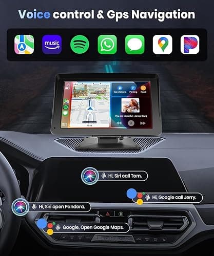 Podofo Portable Car Stereo Wireless Carplay Android Auto,7 Inch Touch Screen Car Radio with Bluetooth Hands-Free/Mirror Link/Maps Navigation/Voice Control/TF Card/AUX,for Cars, Trucks, SUVs thumbnail 4