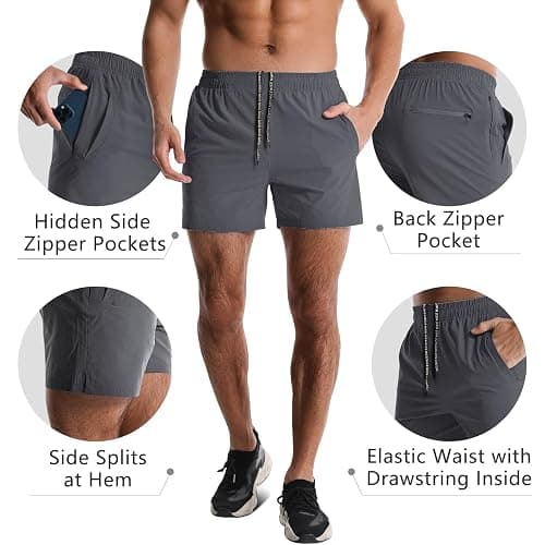 Lempue 2 Pack Mens Athletic Shorts 5 Inch Quick Dry Gym Workout Shorts Men Lightweight Sports Running Shorts with Pockets thumbnail 4