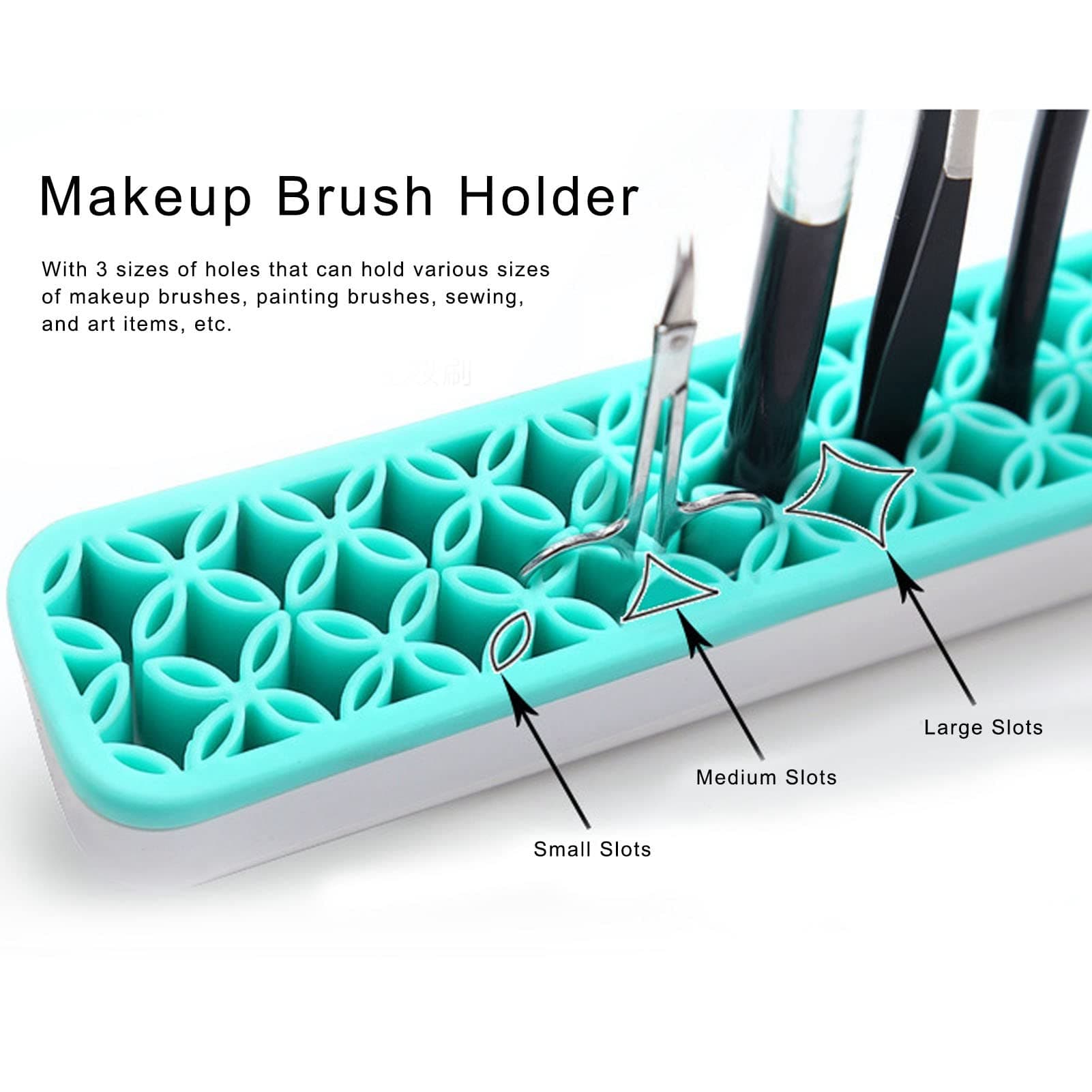 BestAlice 2Pcs Silicone Makeup Brush Holder, Portable Makeup Brush Stand, Cosmetics Brush Nail Pen Tool Storage Box Stand Makeup Container Holder for Pen Eyeliner thumbnail 4