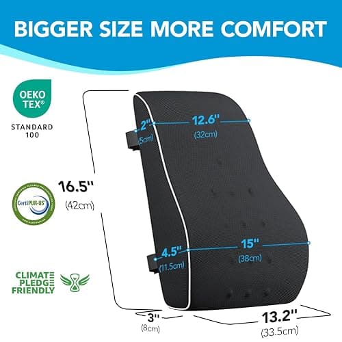 Lumbar Support Pillow for Office Chair, Office Home Essentials,Stocking Stuffers,Back Support Pillow for Car, Chair Cushions,Back Pain Relief Improve Posture,Mesh Cover Double Adjustable Straps thumbnail 2