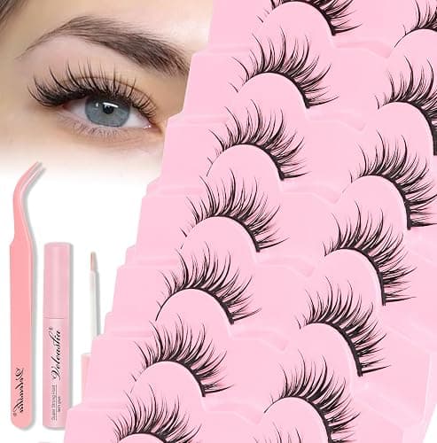 Veleasha Lashes Kit Manga Eyelashes DIY Lash Spiky Lash Clusters 7 Pairs Pack (Sugar Kit) - Image 1