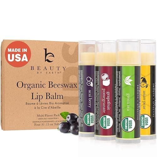 USDA Organic Lip Balm - USA Made with Natural Ingredients, 4 Pack Multi Flavor Lips Moisturizer, Moisturizing Lip Care, Beauty Gifts & Small Birthday Gifts, Moisturizer Chapstick Care for Dry Lips - Image 1