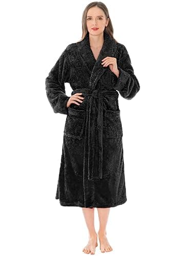 PAVILIA Premium Womens Plush Soft Robe Fluffy, Warm, Fleece Sherpa Shaggy Bathrobe thumbnail 6