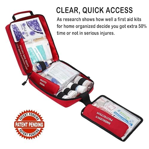 VRIEXSD 400 Piece Large First Aid Kit Premium Emergency Kits for Home, Office, Car, Outdoor, Hiking, Travel, Camping, Survival Medical First Aid Bag, Red thumbnail 2