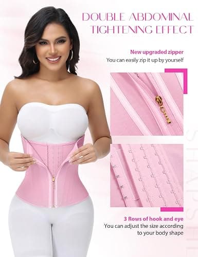 SHAPSHE Waist Trainer for Women Tummy Control Workout Waist Cincher Corset Shapewear Postpartum Body Shaper with Zipper Hook thumbnail 5
