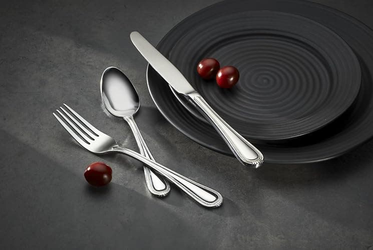 Oneida Silverware Set For 8, Countess 45-Piece Everyday Flatware Set with Serving Utensils, Service For 8, Bead Pearl, 18/0 Stainless Steel, Dishwasher Safe,Knives Spoons & Forks Set (Silver 45 Piece) thumbnail 6
