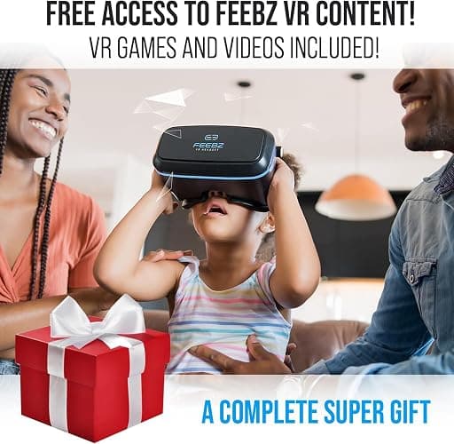 FEEBZ 3D VR Headset for Kids 2.0 + Android Remote - for iPhone & Android Phones | with 3D VR Videos & Apps Links | Virtual Reality Goggles Set for Beginners thumbnail 3