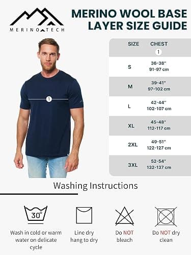 Merino Wool T-Shirt Mens - Merino Wool Undershirt Thermal Shirt for Men and Hiking Socks thumbnail 6