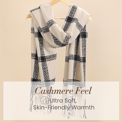 Trifabricy Winter Scarfs for Women, Long Blanket Scarf, Fashion Soft Taseel Plaid Scarf, Chunky Oversized Shawls and Wraps thumbnail 5