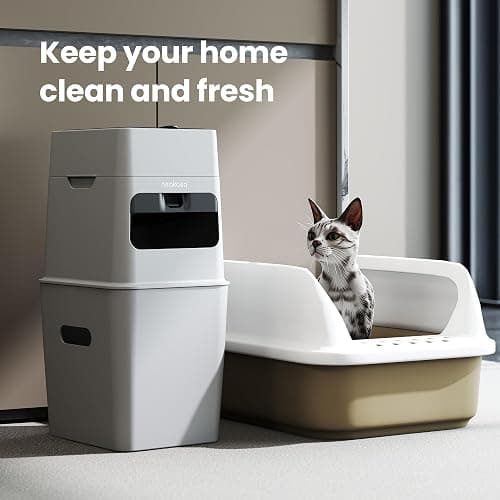 Neakasa PooGuard Litter Disposal Bin, 9.2L Trash Can for Cat Litter, Dog Waste & Diapers, with Viewing Window, Wider Opening, and 4-Month Refill Bag (Grey) thumbnail 9