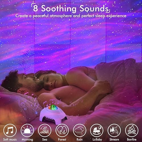 Rossetta Star Projector, Galaxy Projector for Bedroom, Bluetooth Speaker and White Noise Aurora Projector, Night Light Projector for Kids Adults Gaming Room, Home Theater, Ceiling, Room Decor thumbnail 3