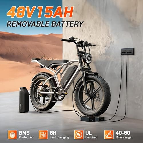 TST Electric Bike for Adults, 48V 15Ah Battery, 1500W Peak Motor, Fat Tire | Dual Suspension ,7-speed Gears, 3 Working Modes, Powerful, LCD Display, Suitable for Commuters and Beginner Cyclists thumbnail 3