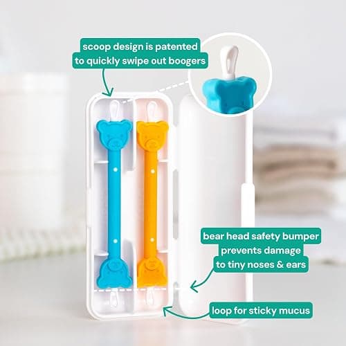 oogiebear - Nose and Ear Gadget. Safe, Easy Nasal Booger and Ear Cleaner for Newborns and Infants. Dual Earwax and Snot Remover. Aspirator Alternative - Two Pack with Case - Orange Seafoam thumbnail 3