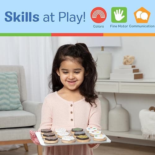 Melissa & Doug Slice and Bake Cookies Wooden Play Food Set with Toppings Pretend Cookies and Baking Sheet, Wooden Play Food Set, Toy Baking for Kids Ages 3+ thumbnail 5