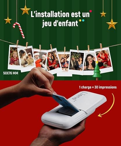 Liene Pearl K100 Mini Imprimante Photo pour iPhone, 2x3 Imprimante Photo Portable avec 50 Zink Papiers à Dos Collant, Bluetooth 5.0, Compatible avec iOS & Android, Application Dédiée (Blanc) thumbnail 6