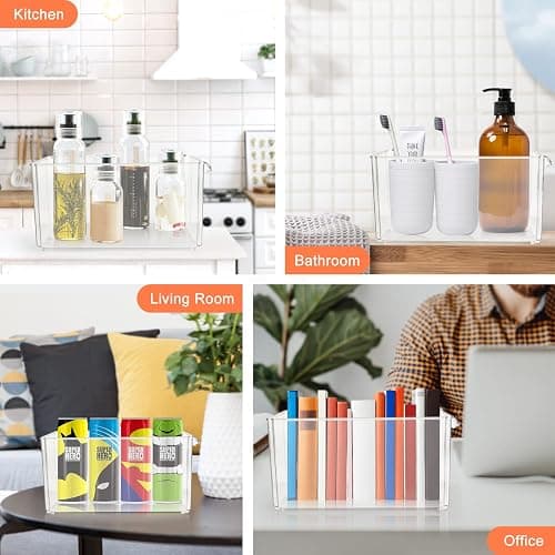 MXTIMWAN Lot de 7 Organiseur Frigo Cusine, Boîte de Bac Rangement Frigo Transparent avec Poignée, Organisateur Frigo De Placards Empilable avec Couvercle pour Le réfrigérateur, Cuisine, Armoires thumbnail 4