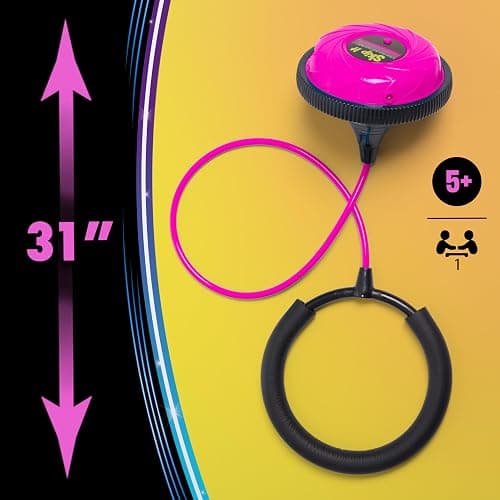 Skip It Retro Outdoor Toy, Light Up Ball and Digital Counter, Pink, Soft Foam Padded Ankle Ring, 31-inch Long, Screen Free Play, Toys for Kids Ages 5 Up thumbnail 3