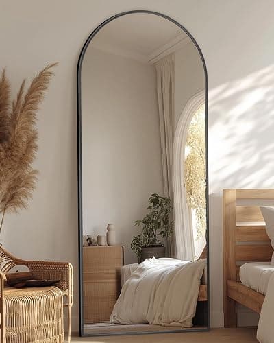 Antok Full Length Mirror, 58"x18" Arched Floor Mirror, Mirror Full Length with Stand, Wall Mounted Mirrors for Living Room Bedroom, Black thumbnail 2