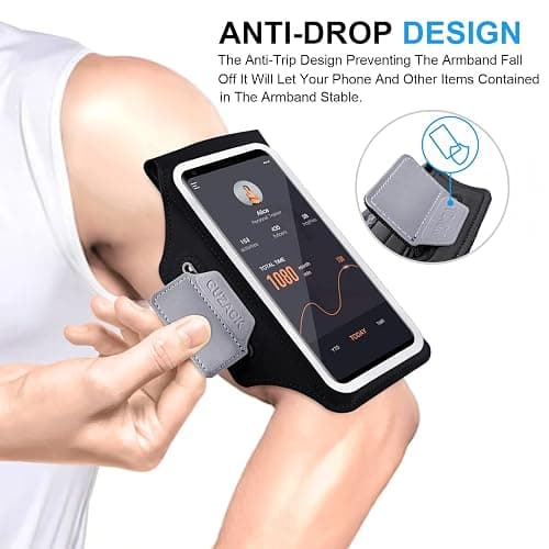 GUZACK Phone Holder for Running with Zipper Pouch, Running Armband for iPhone 16 Pro/15/14/13/12/11 Pro Max, Galaxy S24/S23/S22, with Key Pocket & Card Slot (Green Zipper, M) thumbnail 5