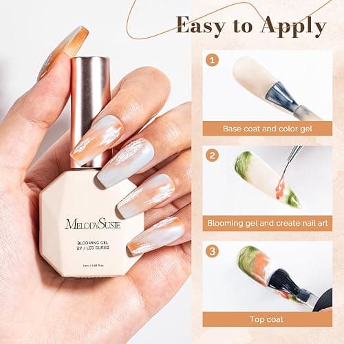 MelodySusie Clear Blooming Gel for Nail Design, Marble Watercolor UV Gel Nail Polish, Spreading Effect Sheer Painting Gel Nail Art Supplies, Nail Salon Manicure at Home for Women, 0.53 Fl Oz thumbnail 4