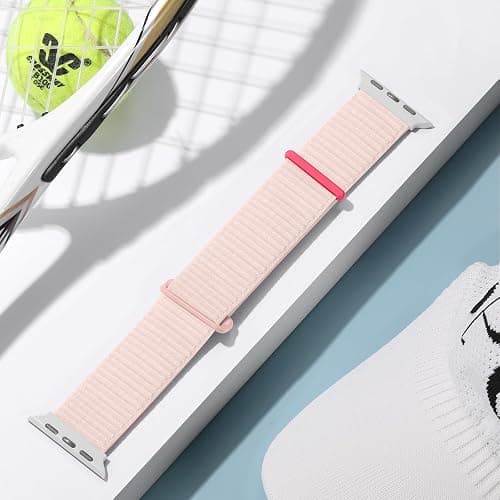 Getino Sport Band Compatible with Apple Watch Bands for Women Men 40mm 41mm 38mm 42mm 46mm 44mm 45mm 49mm, Braided Stretchy Nylon Strap for iWatch Series 11 10 9 8 7 6 5 4 3 SE Ultra 2 1, Light Pink thumbnail 9
