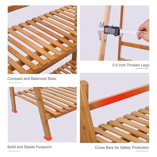 Ufine Bamboo Ladder Plant Stand 3 Tier Foldable Flower Pot Display Shelf Rack for Indoor Outdoor Home Patio Lawn Garden Balcony Organizer Planter Holder thumbnail 6