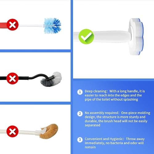 Topo Bear Disposable Toilet Bowl Brush with 40 Toilet Wand Refills, Toilet Bowl Cleaner Wands, Toilet Cleaning System Starter Kit thumbnail 5