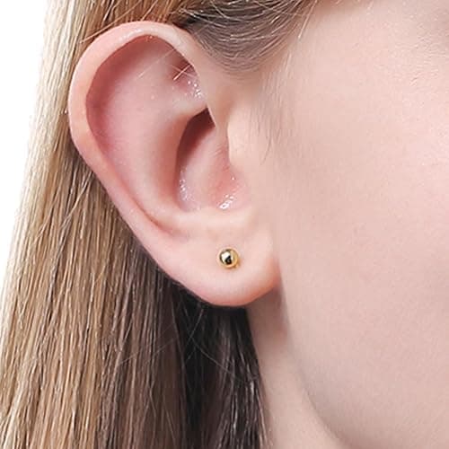 ToHeart 14k Gold Stud Earrings Women Hypoallergenic Flat Back Stud Earrings thumbnail 5