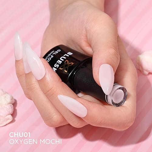 Bluesky Jelly Gel Nail Polish 10ml, Oxygen Mochi - CHU01, Sheer White Gel Nail Polish for 21 Day Manicure, Requires Curing Under LED UV Nail Lamp thumbnail 4