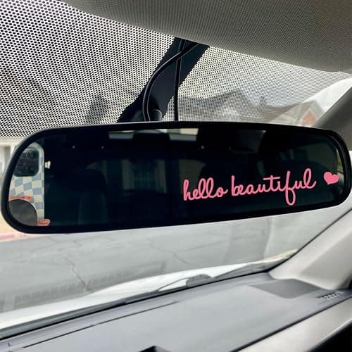 NEXIHOO 3x Hello Beautiful Pink Car Mirror Decals, Vinyl Stickers for Women, Vanity Mirror Stickers, Girl Car Decals, Car Window Decal, Self Affirmations Decal thumbnail 9