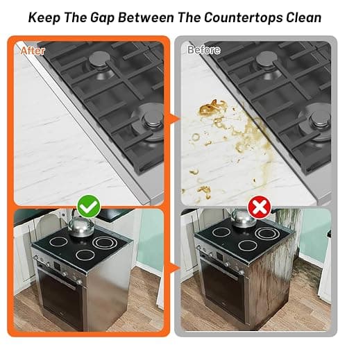 Stainless Steel Stove Gap Covers (2PCS), Stove Gap Filler, Range Trim Kit, Counter Guard for Kitchen Stovetop, Heat Resistant & Easy Clean, Adjustable Length 13.8'' to 27.5'' Silver thumbnail 3