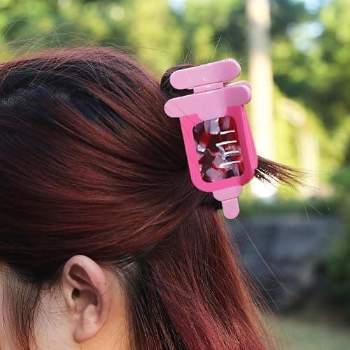 Large Pink Syringe Design Hair Claw Clip for Women Girls Gift Birthday 4.13 x 2.04 inches, Acetate Material thumbnail 5