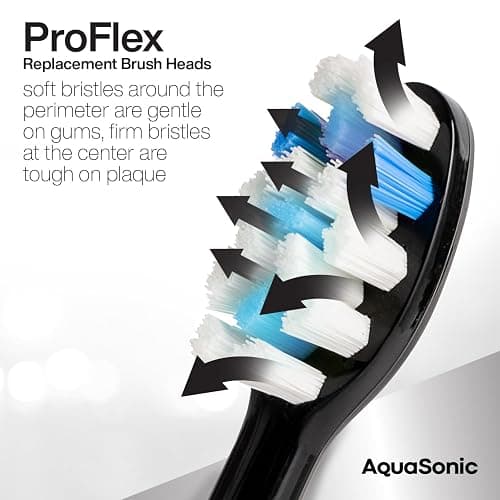 AquaSonic Proflex Replacement Brush Heads | ADA Accepted | for Whiter Teeth & Gum Care | Compatible with Many AquaSonic Toothbrush Handles (8 Pack Black) thumbnail 3