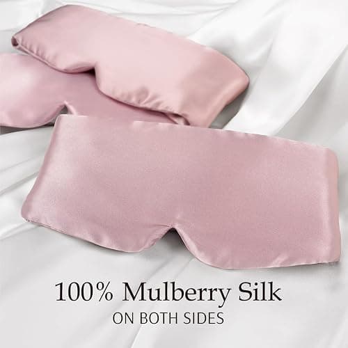 Zenssia 100% Mulberry Silk Sleep Mask Eye Mask for Man and Woman with Adjustable Headband, Full Size Large Sleep Mask & Blindfold for Total Blackout for All Night Sleep, Travel & Nap- Light Plum thumbnail 2
