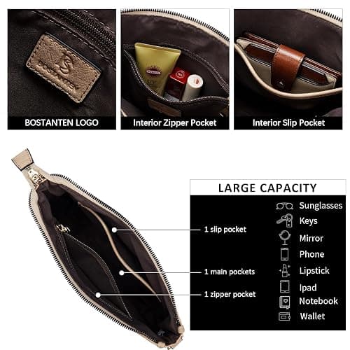 BOSTANTEN Crossbody Bags for Women Trendy Vegan Leather Hobo Purses Shoulder Handbags With Wide Shoulder Strap thumbnail 5