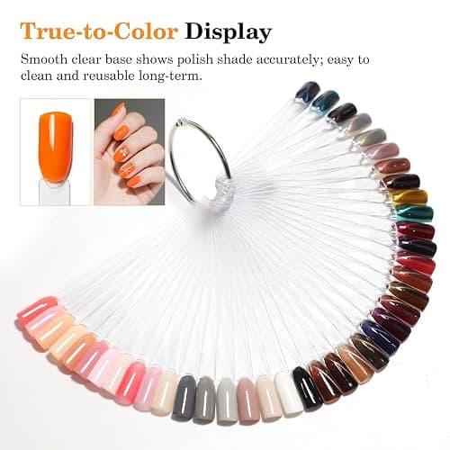 PEACECOLOR 100 Pcs Nail Swatch Sticks with Ring, 120 Blank Number & Box | Nail Color Swatches Display Kit, Protective Container Box, Clear Fan-Shaped Swatch for Nail Art Practice, Home and Salon thumbnail 2