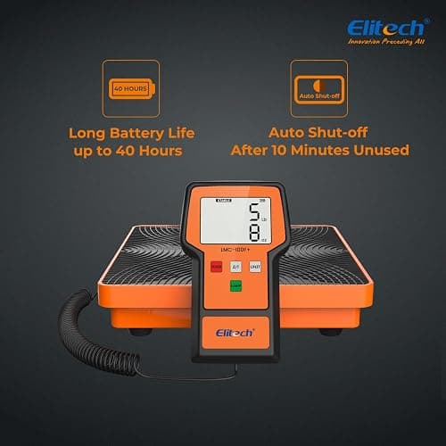Elitech Refrigerant Scale 110 lbs, HVAC Scale with LB+OZ Display, LMC-100F+ | High Accuracy ±0.05% +5g, Dual Unit LB/OZ & Kg/g, 2g Resolution, Sturdy Metal Platform, Carry Case Included thumbnail 8