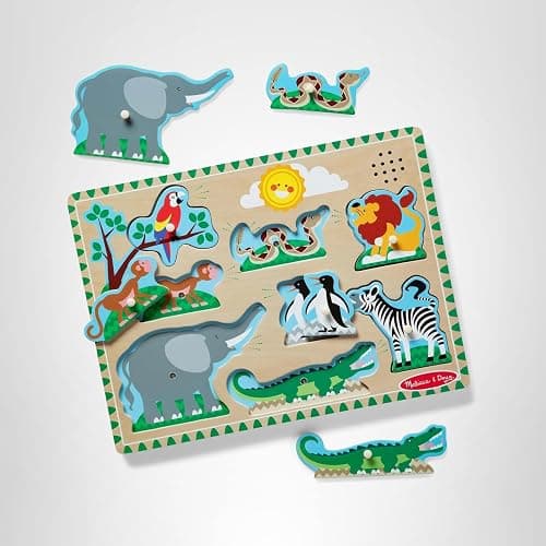 Melissa & Doug Zoo Animals Sound Puzzle – 8-Piece Wooden Peg Puzzle with Light-Activated Sounds, Music Learning Toy for Toddlers and Preschoolers Ages 2+ thumbnail 10
