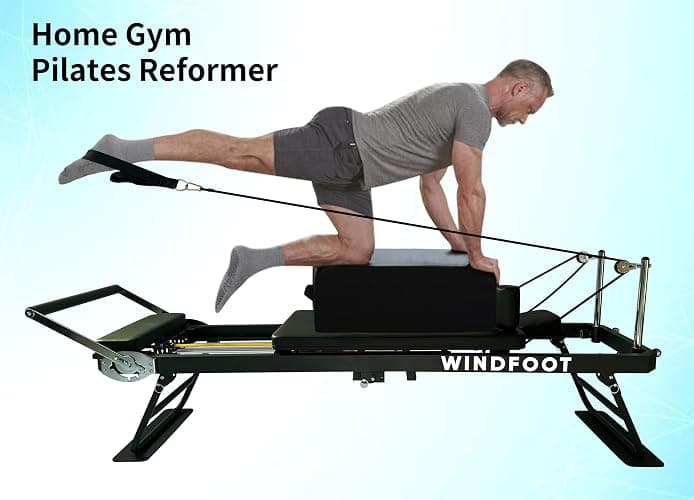 Pilates Reformer Machine Equipment with Springs & Cords for Home Workout, Foldable Pilates Equipment with Jump Board for All Level Users thumbnail 2