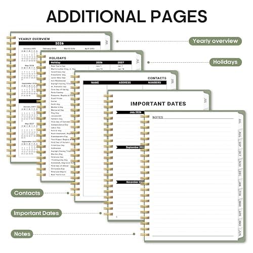Planner 2026-2027, 8.5" x 11" Weekly and Monthly Academic Year Planner Calendar, July 2026 - June 2027, Hardcover Large School Planning Agenda With Tabs, Perfect for School & Office Supplies, A4, Green thumbnail 6