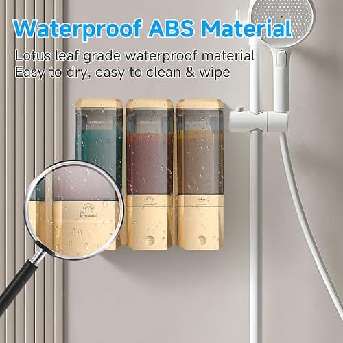 Shampoo and Conditioner Dispenser,Shower Dispenser 3 Chamber No Drill Shampoo Dispenser for Shower Wall Mounted Shower Soap Dispenser for Bathroom Hotel,Large Capacity 3 * 500ML,Gold thumbnail 7