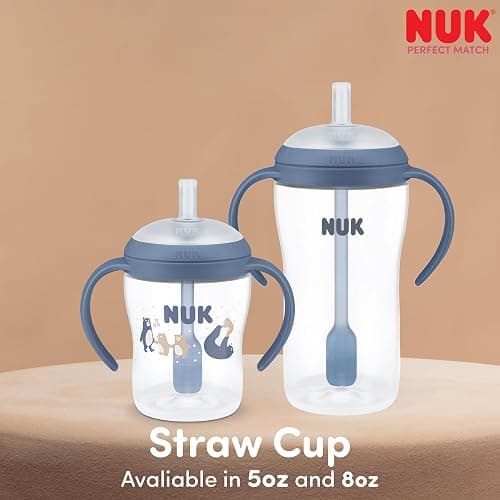 NUK Perfect Match Learner Straw Cup, 8 oz, 2 pack – Soft Straw, Easy-Grip Handles, BPA Free, Spill Proof Transition Sippy Cup thumbnail 7