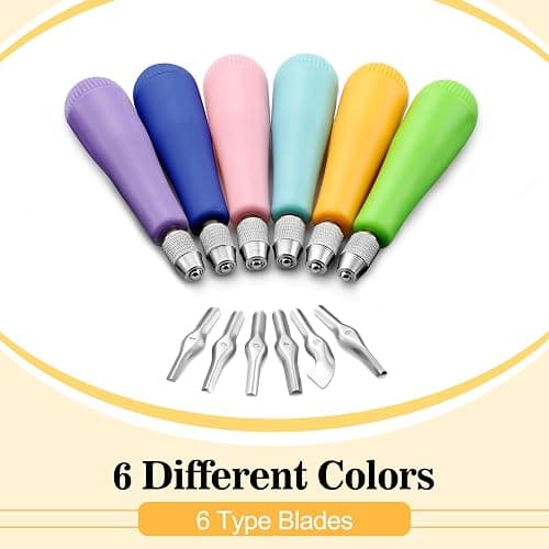Umigy 24 Pack Craft Linoleum Cutter Kit Carving Tools Assortment Linocut Tools Block Cutters for Block Printing, Assorted Colors thumbnail 2