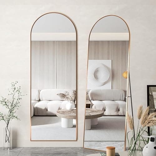 NEUWEABY Full Length Mirror 58"x18" Arch Floor Mirror with Stand Arched Mirror Full Body Mirror Gold Standing Hanging or Leaning Against Wall for Bedroom Entry, Bedroom, Living Room thumbnail 5