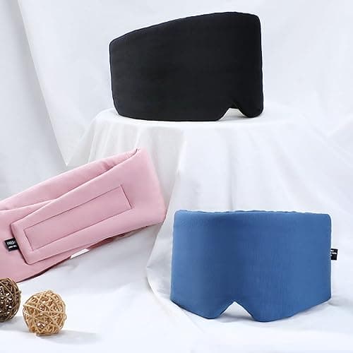 FRESHME Cotton Sleep Mask Blackout - Handmade Eye Mask for Sleeping Eye Shade Cover Sleep Mask for Women Men Girl Soft and Breathable Adjustable Blinder Light Blocking Pink Airplane with Travel Pouch thumbnail 7