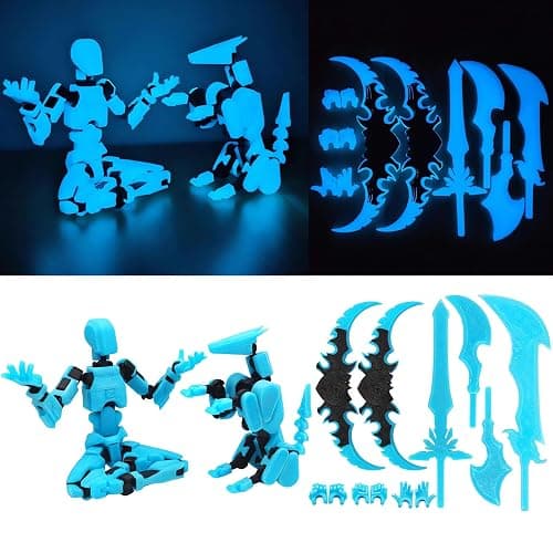 masijssa Titan 13 Action Figures (Grow in The Dark Blue) T13 3D Action Figure Set Already Assembled Dummy Robot Nova 13 Printed Multi-Jointed Movable Toy for Gift Collectors (Blue Black + Dog) thumbnail 4