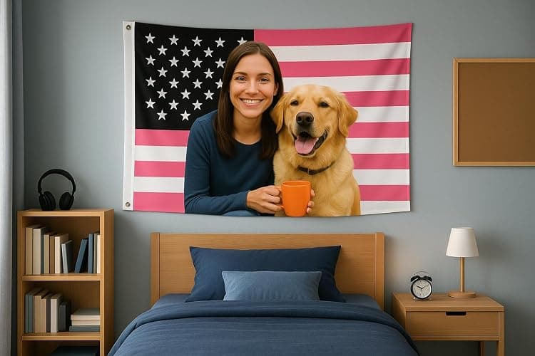 Custom American Flag 3x5ft - Personalized Pink American Flag Outdoor Indoor Decor with Your Design, Durable & Fade-Resistant in Various Sizes for Dorm, Yard, Party thumbnail 7