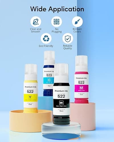 CEEBOO 522 High Capacity (5 Bottles) Refill Ink Bottle Replacement for Epson Compatible 522 Ink Refill Bottles (Not Sublimation Ink) Use for EcoTank ET-2803 ET-2800 ET-2720 ET-4800 Printer thumbnail 6