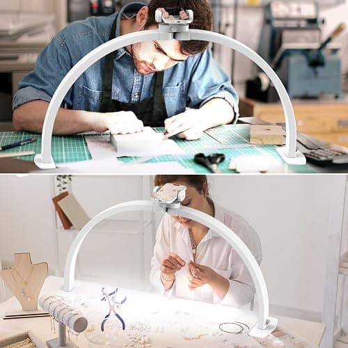 SLYFTE Professional Large Half Moon LED Light for Nail Desk with Phone Holder, Foldable Arch Light for Nail Techs Perfect for Manicure Handicraft Lighting Lamp (Pink, Large) thumbnail 6